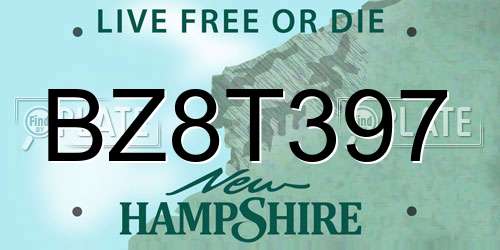 BZ8T397 New Hampshire License Plate