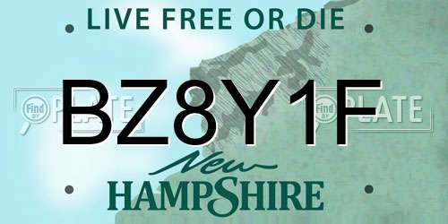 BZ8Y1F New Hampshire License Plate