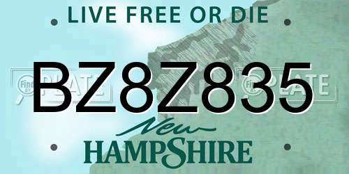 BZ8Z835 New Hampshire License Plate