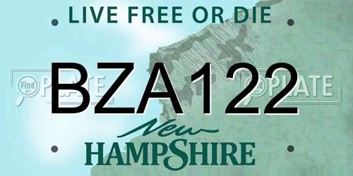BZA122 New Hampshire License Plate