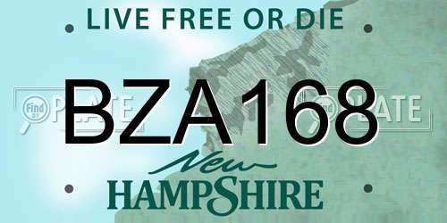 BZA168 New Hampshire License Plate