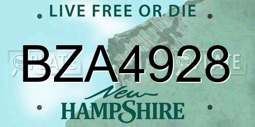 BZA4928 New Hampshire License Plate