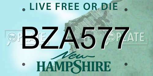 BZA577 New Hampshire License Plate