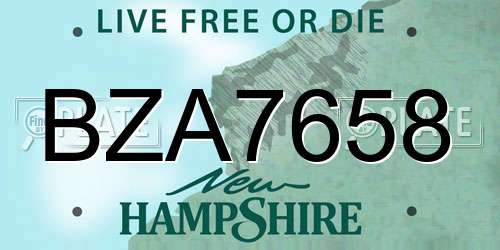 BZA7658 New Hampshire License Plate