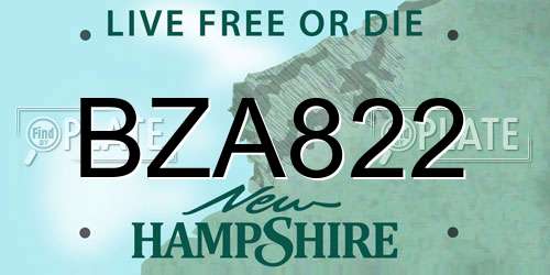 BZA822 New Hampshire License Plate