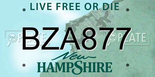 BZA877 New Hampshire License Plate