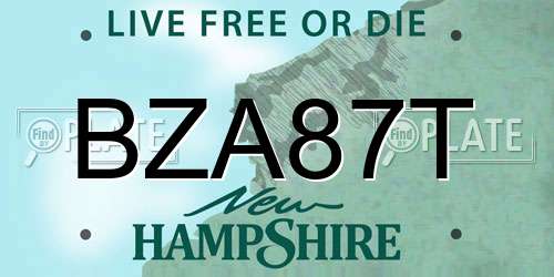 BZA87T New Hampshire License Plate