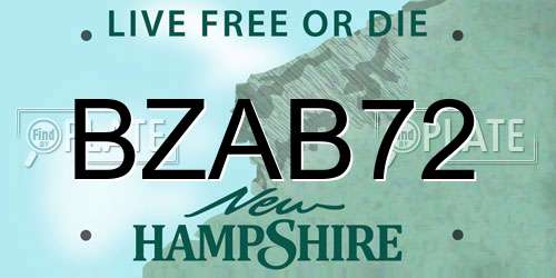 BZAB72 New Hampshire License Plate