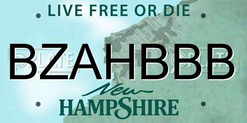BZAHBBB New Hampshire License Plate