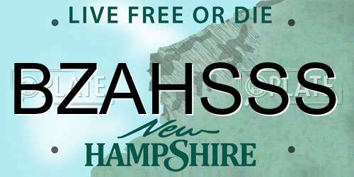 BZAHSSS New Hampshire License Plate