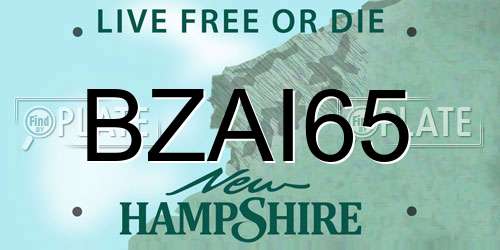 BZAI65 New Hampshire License Plate