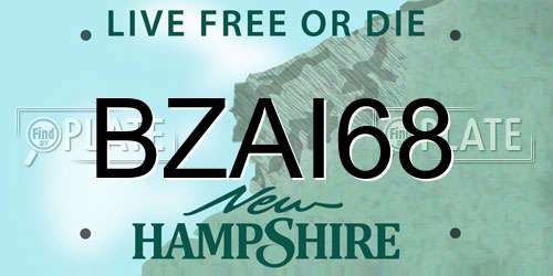 BZAI68 New Hampshire License Plate