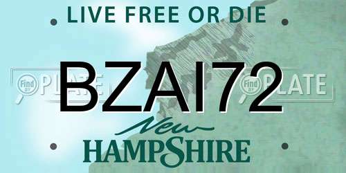 BZAI72 New Hampshire License Plate