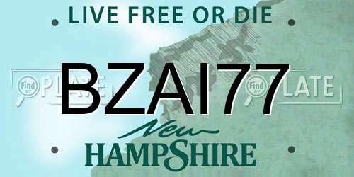 BZAI77 New Hampshire License Plate