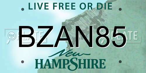 BZAN85 New Hampshire License Plate