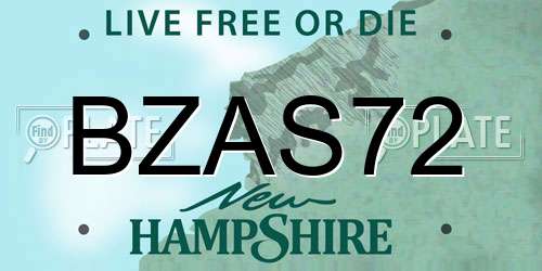 BZAS72 New Hampshire License Plate