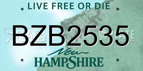 BZB2535 New Hampshire License Plate