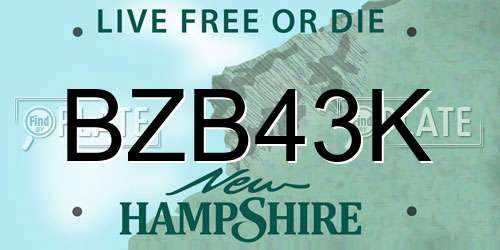 BZB43K New Hampshire License Plate