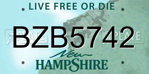 BZB5742 New Hampshire License Plate
