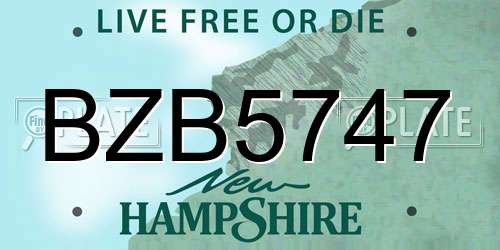 BZB5747 New Hampshire License Plate