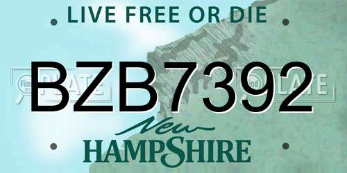 BZB7392 New Hampshire License Plate