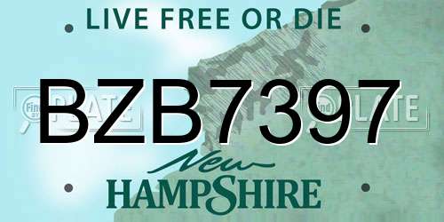 BZB7397 New Hampshire License Plate