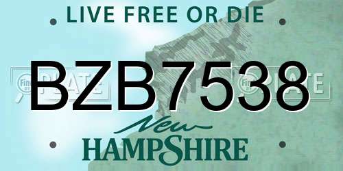BZB7538 New Hampshire License Plate
