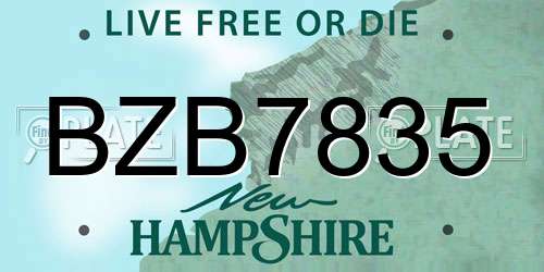 BZB7835 New Hampshire License Plate