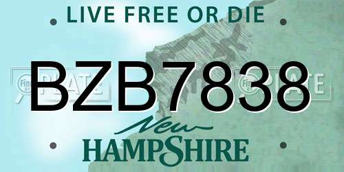 BZB7838 New Hampshire License Plate