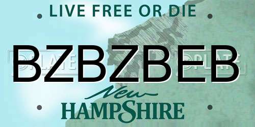 BZBZBEB New Hampshire License Plate