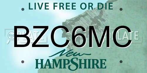 BZC6MC New Hampshire License Plate