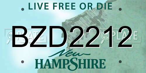 BZD2212 New Hampshire License Plate