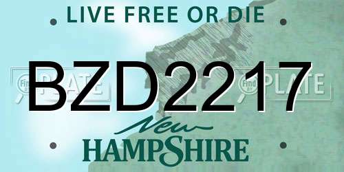 BZD2217 New Hampshire License Plate