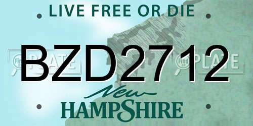 BZD2712 New Hampshire License Plate