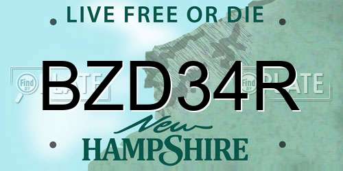 BZD34R New Hampshire License Plate