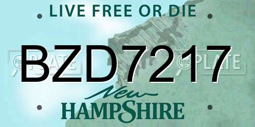 BZD7217 New Hampshire License Plate