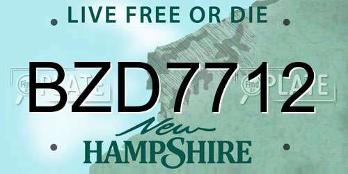 BZD7712 New Hampshire License Plate