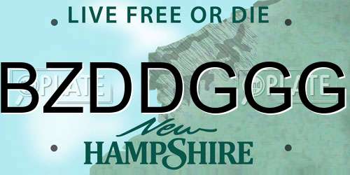 BZDDGGG New Hampshire License Plate