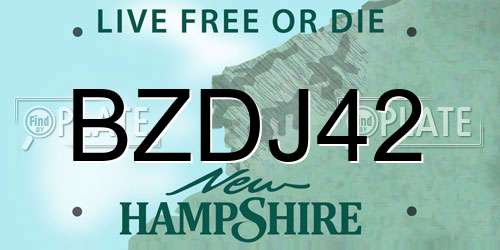 BZDJ42 New Hampshire License Plate
