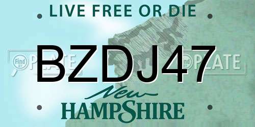 BZDJ47 New Hampshire License Plate
