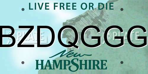 BZDQGGG New Hampshire License Plate