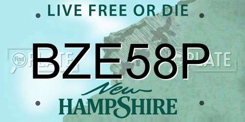 BZE58P New Hampshire License Plate