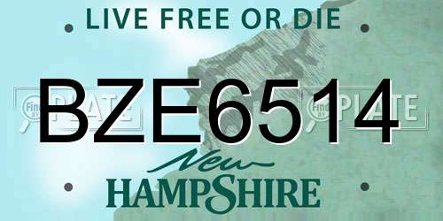 BZE6514 New Hampshire License Plate