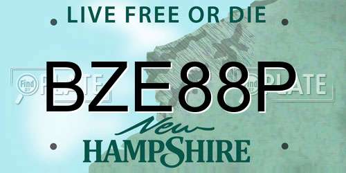 BZE88P New Hampshire License Plate