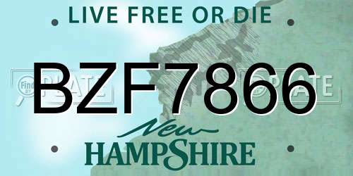 BZF7866 New Hampshire License Plate