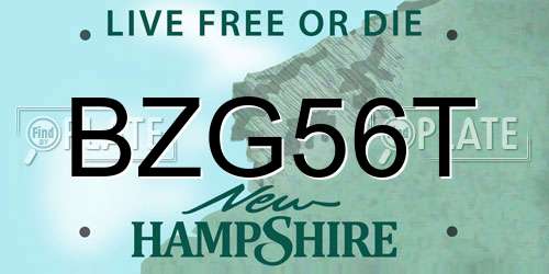 BZG56T New Hampshire License Plate