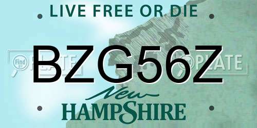 BZG56Z New Hampshire License Plate