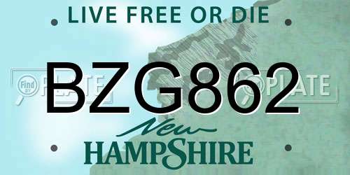 BZG862 New Hampshire License Plate