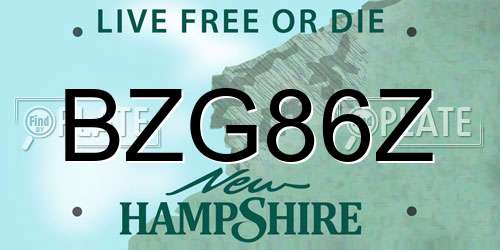 BZG86Z New Hampshire License Plate
