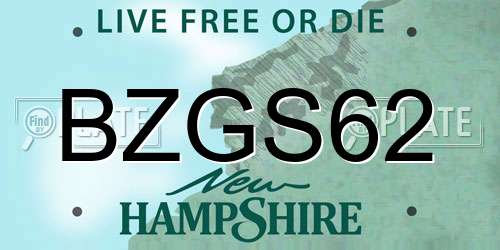 BZGS62 New Hampshire License Plate